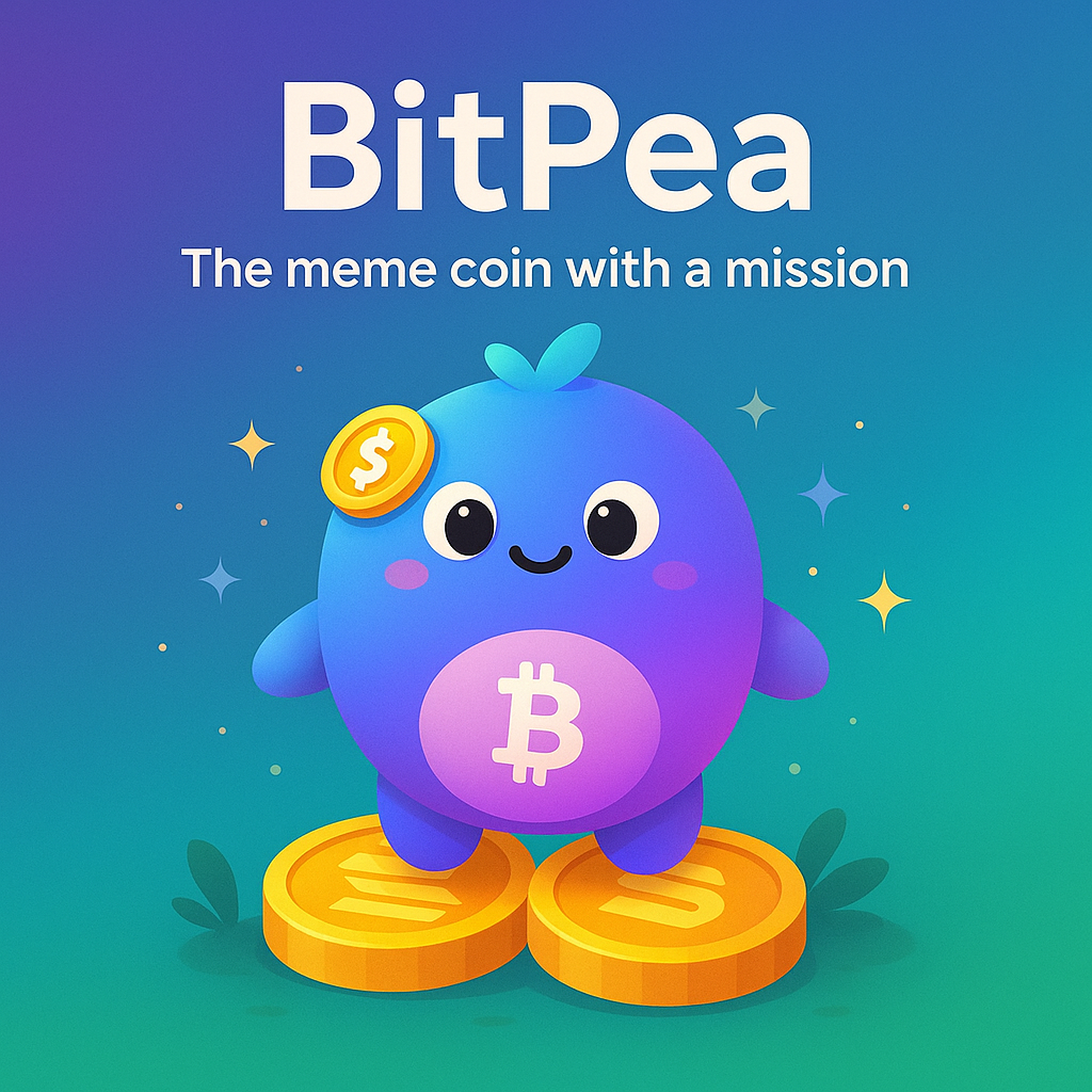 BitPea standing on coins